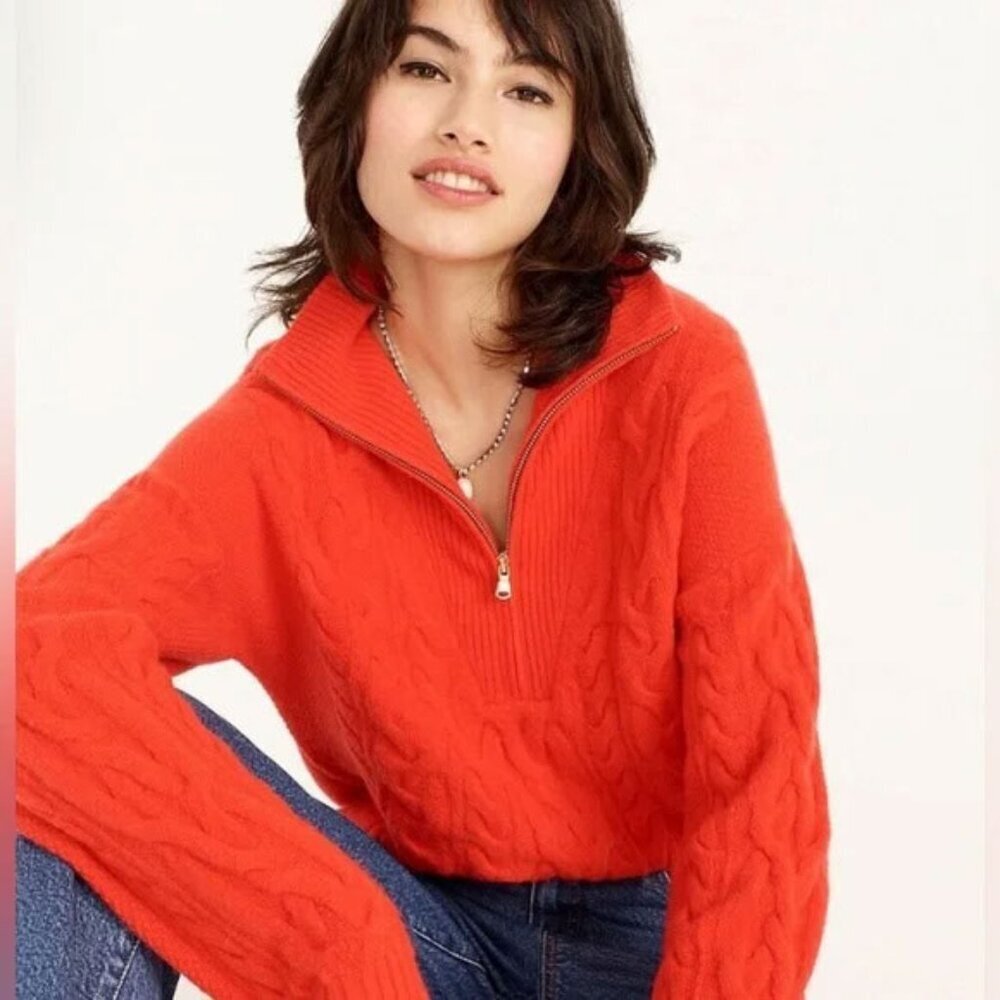 J. Crew Cable Knit Half-Zip Sweater In Supersoft Yarn - Picture 3 of 13